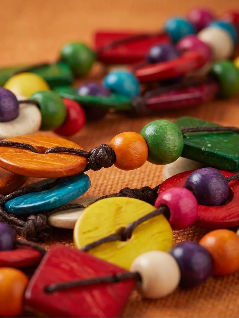 Anthropologie Bright Multicolor Geometric Beaded Necklace - Picture 4 of 8